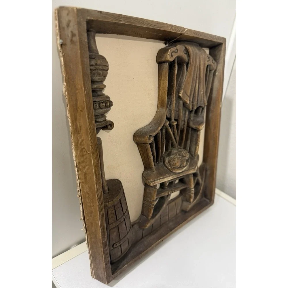 Vintage Burwood Country Wood Wall Plaque Rocking Chair Cottagecore 9-1/2